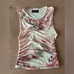 White Fox boutique pink and white tank top
